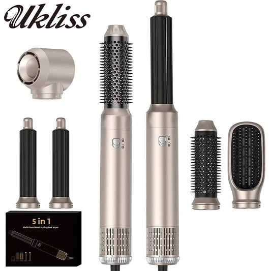 Professioneller Haartrockner 5-in-1 Haarstyler – Warmluftkamm, elektrische Heizbürste, Hochgeschwindigkeits-Föhn und Haarbürste