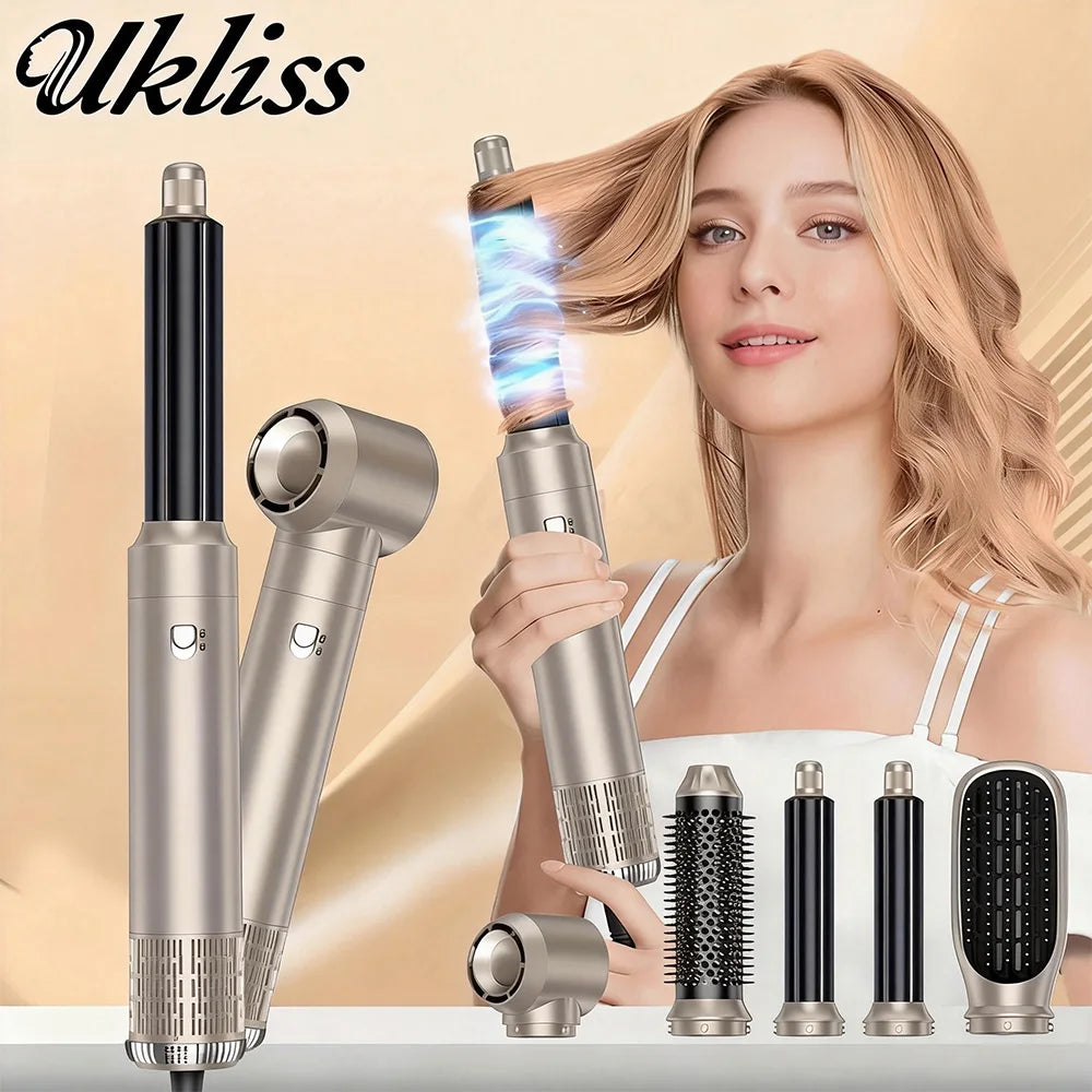 Professioneller Haartrockner 5-in-1 Haarstyler – Warmluftkamm, elektrische Heizbürste, Hochgeschwindigkeits-Föhn und Haarbürste