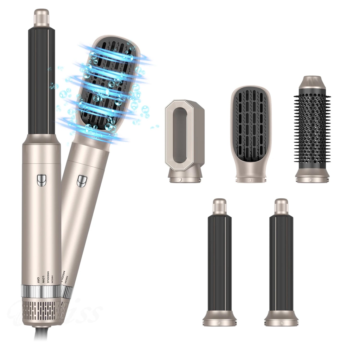 Professioneller Haartrockner 5-in-1 Haarstyler – Warmluftkamm, elektrische Heizbürste, Hochgeschwindigkeits-Föhn und Haarbürste