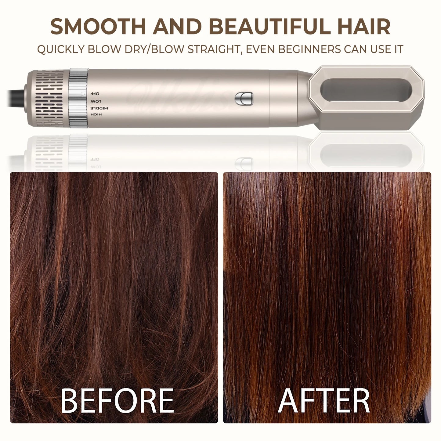 Professioneller Haartrockner 5-in-1 Haarstyler – Warmluftkamm, elektrische Heizbürste, Hochgeschwindigkeits-Föhn und Haarbürste