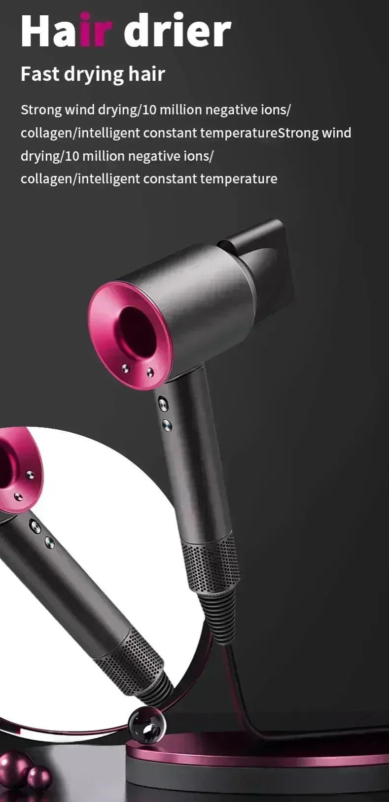 Ionen-Haartrockner mit Heiß- und Kaltluftfunktion – Leichtes 5-in-1-Profi-Styling-Tool für einfaches Föhnen