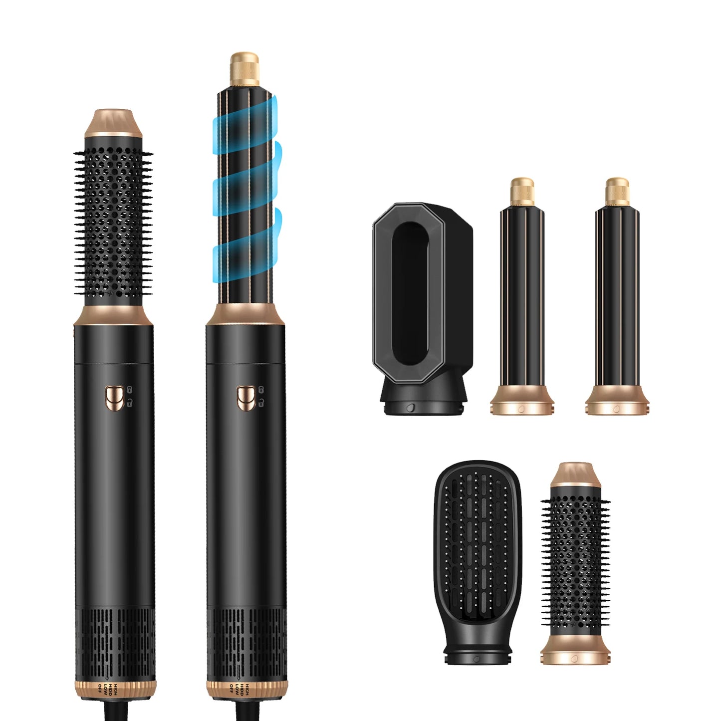 Professioneller Haartrockner 5-in-1 Haarstyler – Warmluftkamm, elektrische Heizbürste, Hochgeschwindigkeits-Föhn und Haarbürste