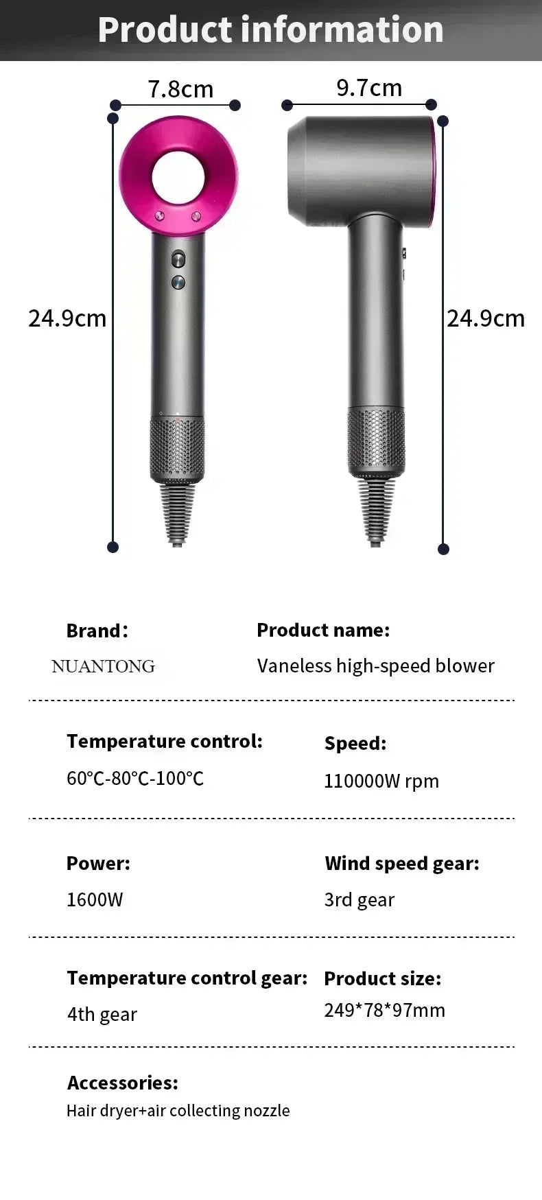 Ionen-Haartrockner mit Heiß- und Kaltluftfunktion – Leichtes 5-in-1-Profi-Styling-Tool für einfaches Föhnen